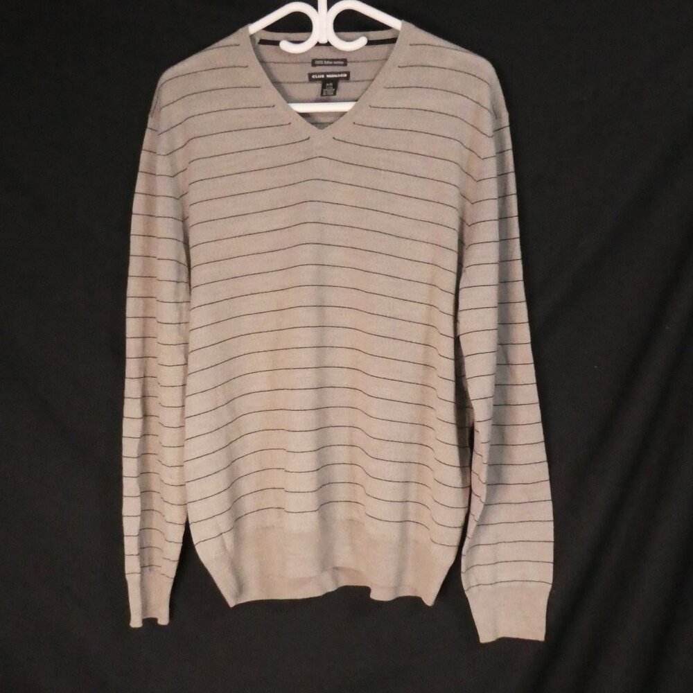 CLUB MONACO | XL - extra large | Striped Italian Merino V-Neck Sweater